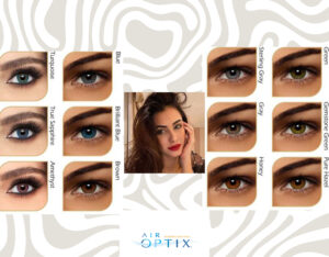 Air Optix colored contact lenses before and after